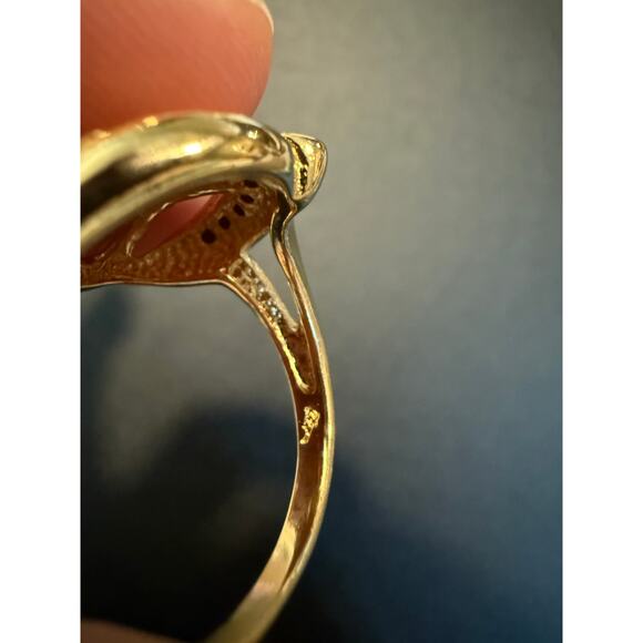 Fallon Jewelry Gold Leaf Ring Rhinestone Size 8.5 - Picture 2 of 5